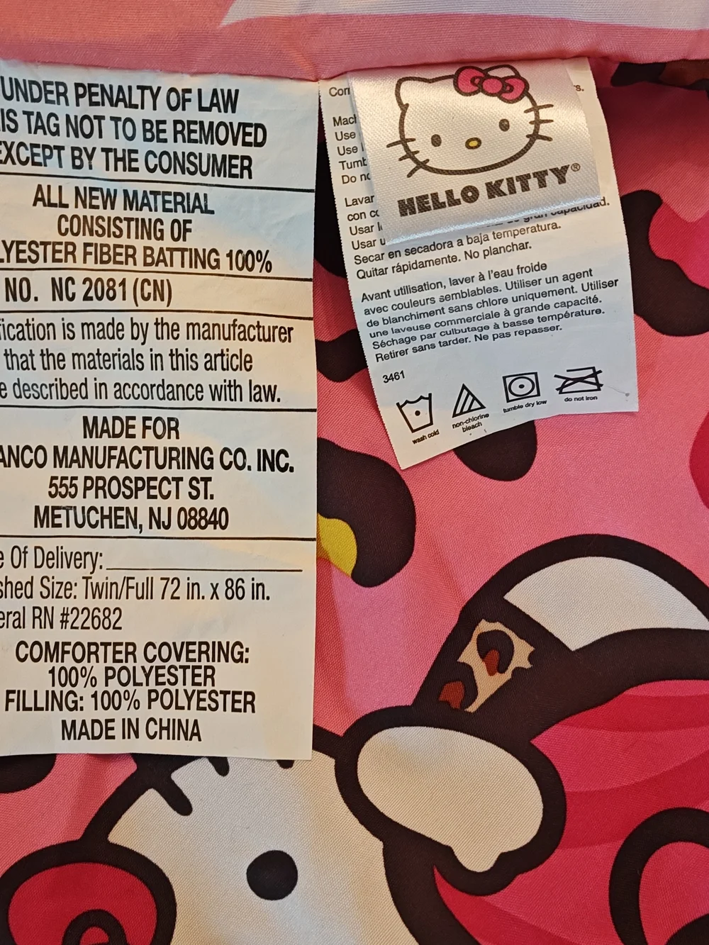 Hello Kitty Pink Comforter Sanrio Kawaii Allover Print  Double Side Twin/Full